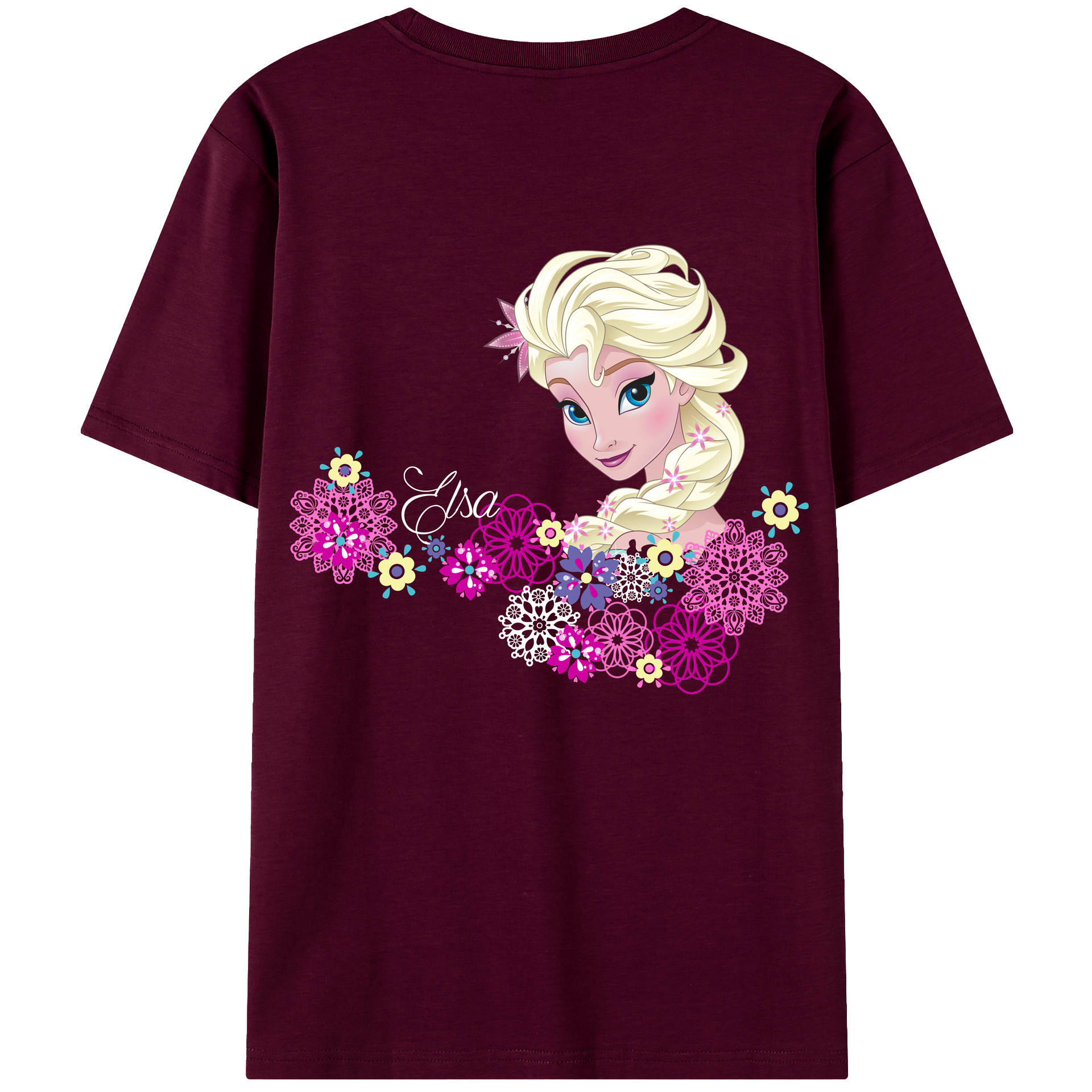 （画像用） アナと雪の女王 アンナ エルサ Frozen Anna Elsa レディース半袖Tシャツ(バックプリント)